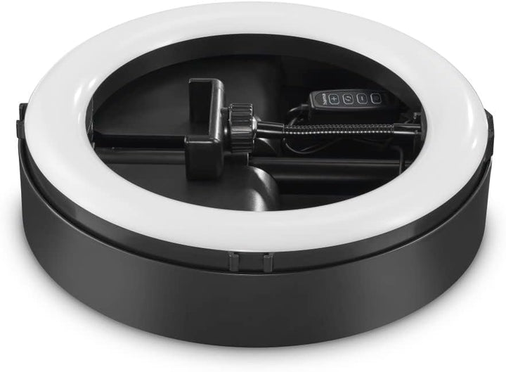 Hama LED Ringlicht mit Stativ Handy faltbar (10,2“ Ringleuchte, 26,5 cm Durchmesser, Tisch Stativ fü