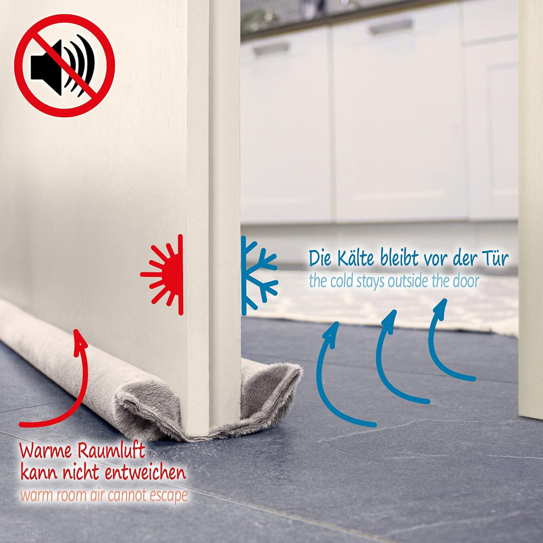 com-four® 2X Zugluftstopper für die Tür - Mikrofaser Türbodendichtung - Luftzugstopper mit Doppeldic