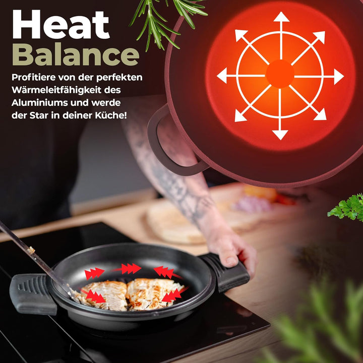 TLESS® 2in1 Aluguss Bräter mit Deckel backofengeeignet | Schmorpfanne & Schmortopf oder als Bratento