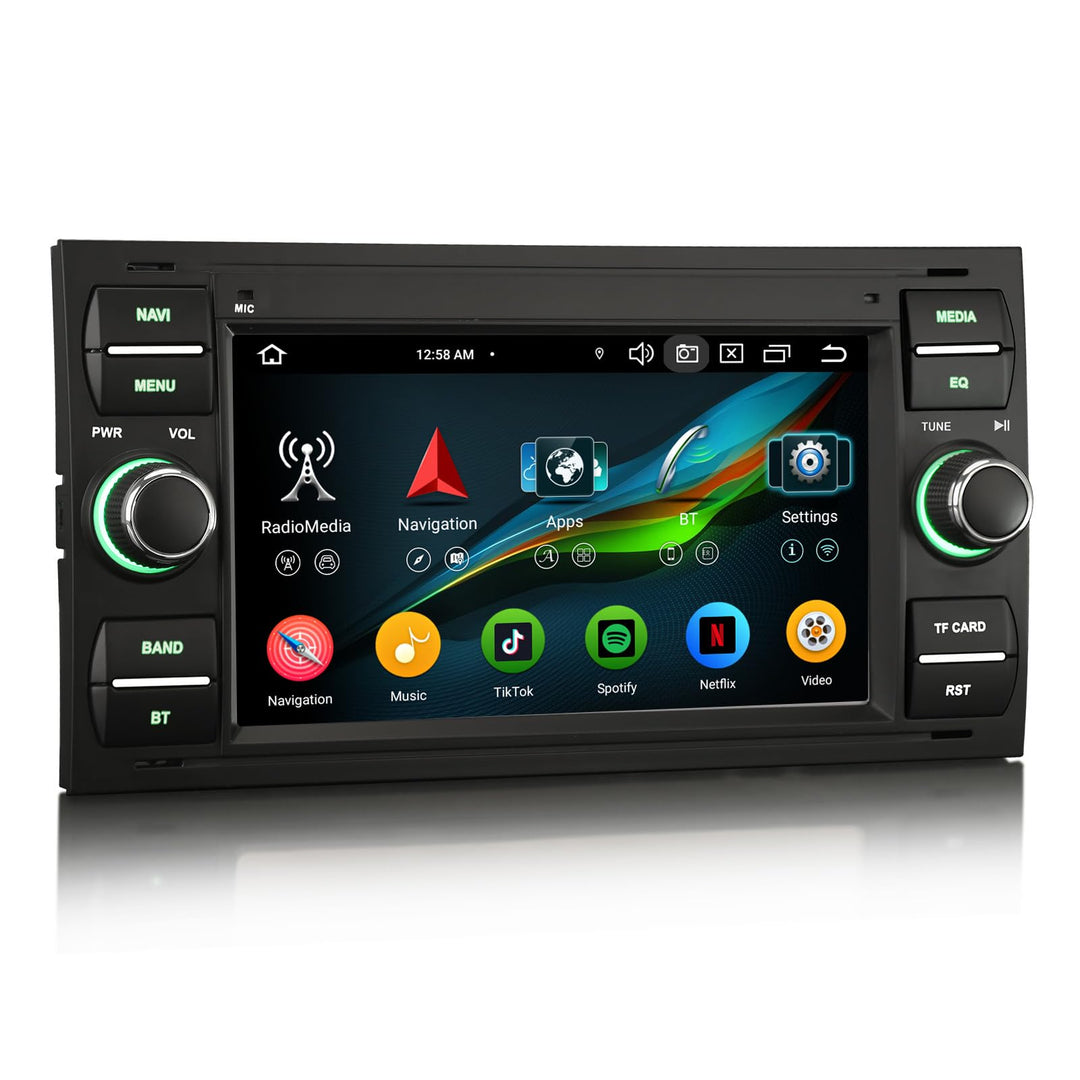 Erisin Android 14 Acht-Kern Autoradio 4GB+64GB Für Ford Focus C-Max S-Max Galaxy Kuga Fiesta Transit