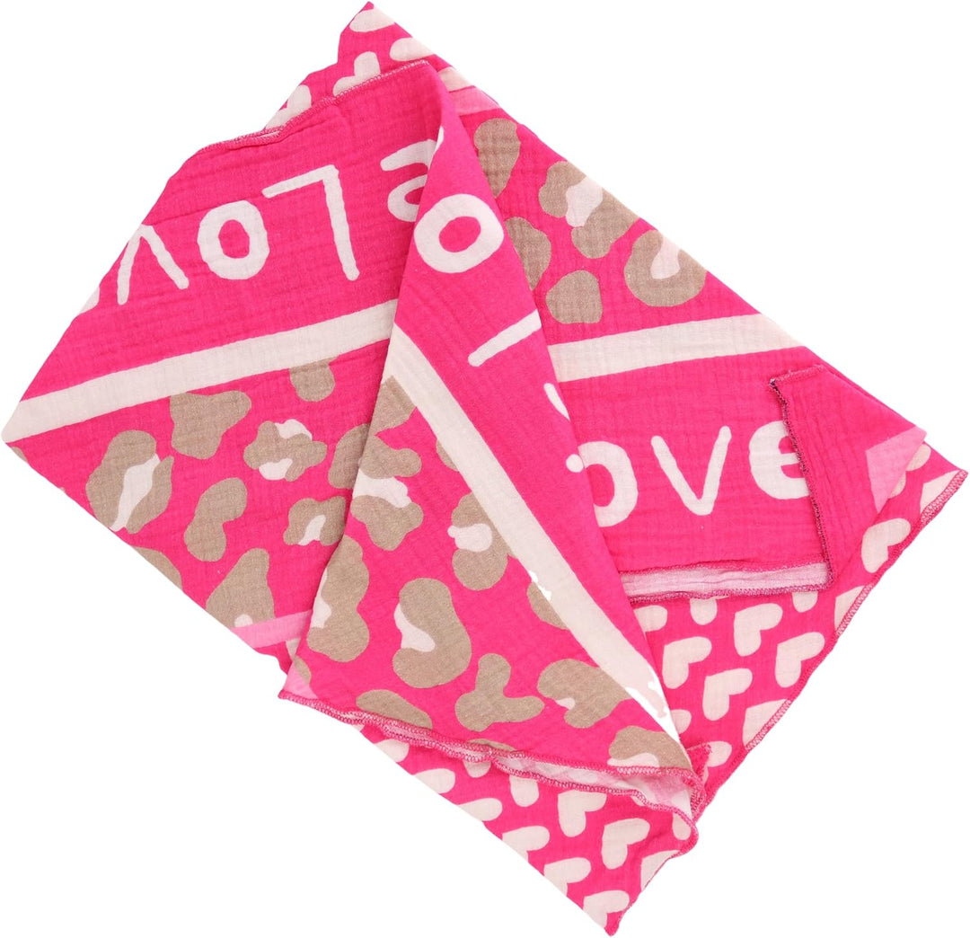 Damen Musselin Halstuch Made in Italy mit Leo Love Paisley Happy– Leichtes Dreieckstuch für Frühling