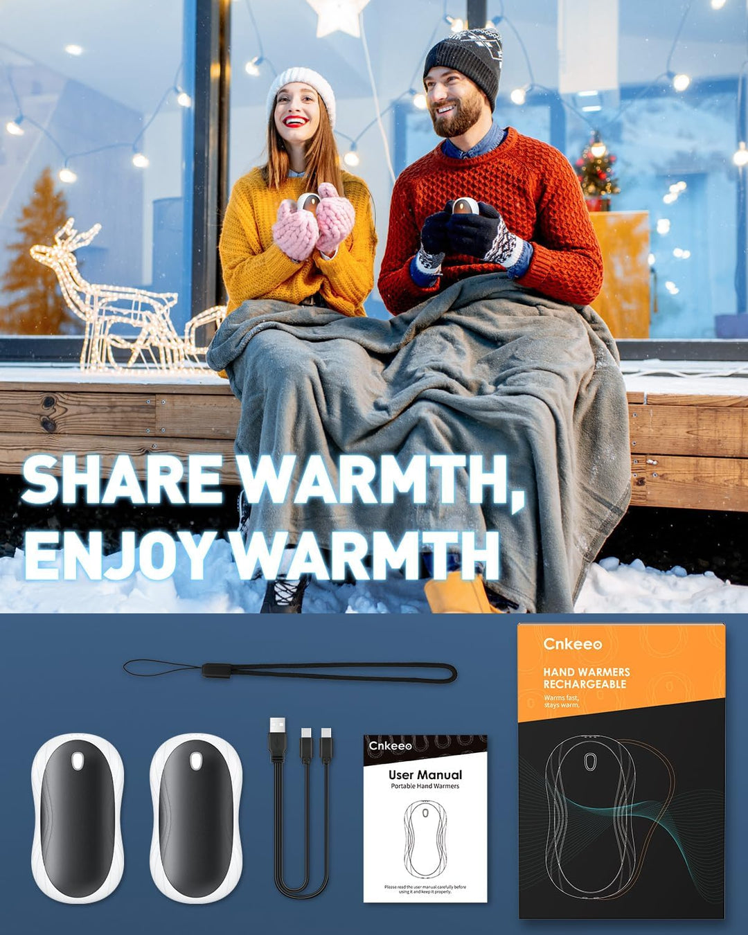 Handwärmer Wiederaufladbar, Cnkeeo 10000mAh Split-Magnetic 2er-Pack Elektrische Tragbare Handwärmer