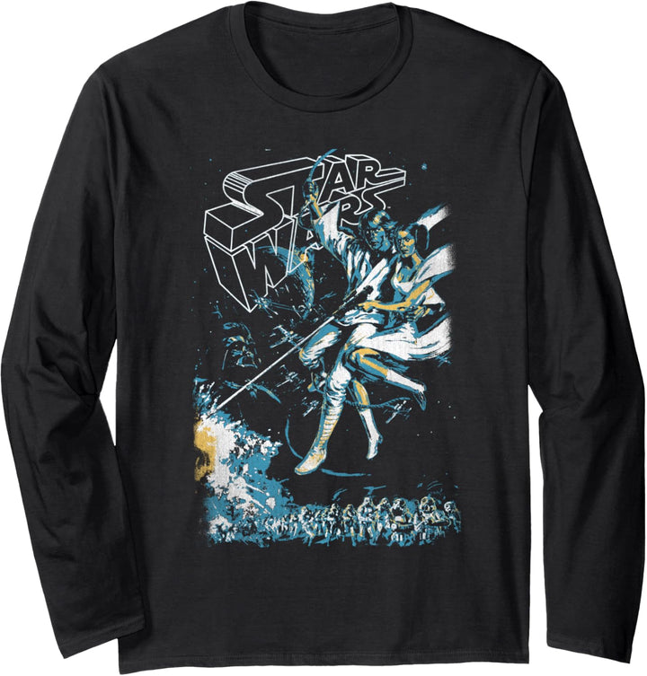 Star Wars Leia & Luke To Save The Day Poster Langarmshirt