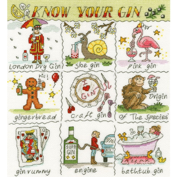 Kreuzstich Set mit Zählmuster "Gin-Kenner"
