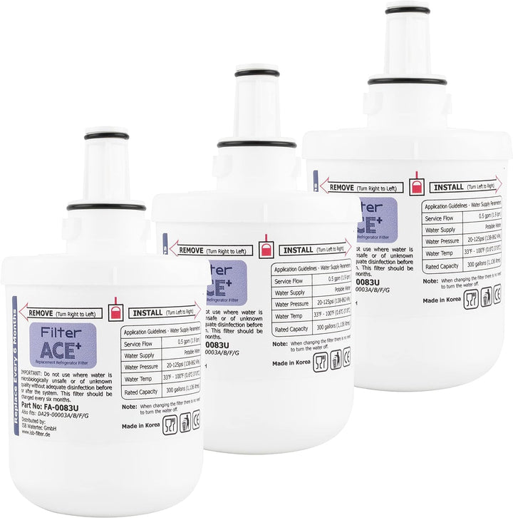 ACE+ FA-0083U | 3x Wasserfilter kompatibel mit Samsung DA29-00003G, HAFIN2/EXP, DA29-00003F, HAFIN1/