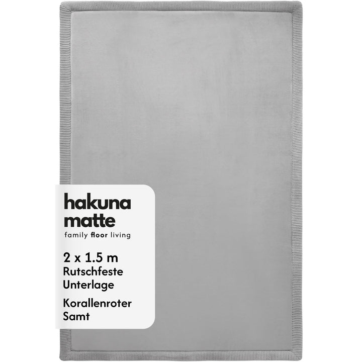 Wolkenweiche Samtmatte-Spielmatte Baby 200x150x2,5cm, Grau – Kinderteppich mit hochwertigem Memory-S