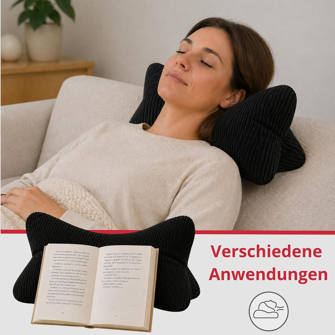 liebling Cord Lesekissen für Bett und Sofa, Bücherkissen, Lesehilfe, 40x25 cm, Leseknochen, Serie Ve