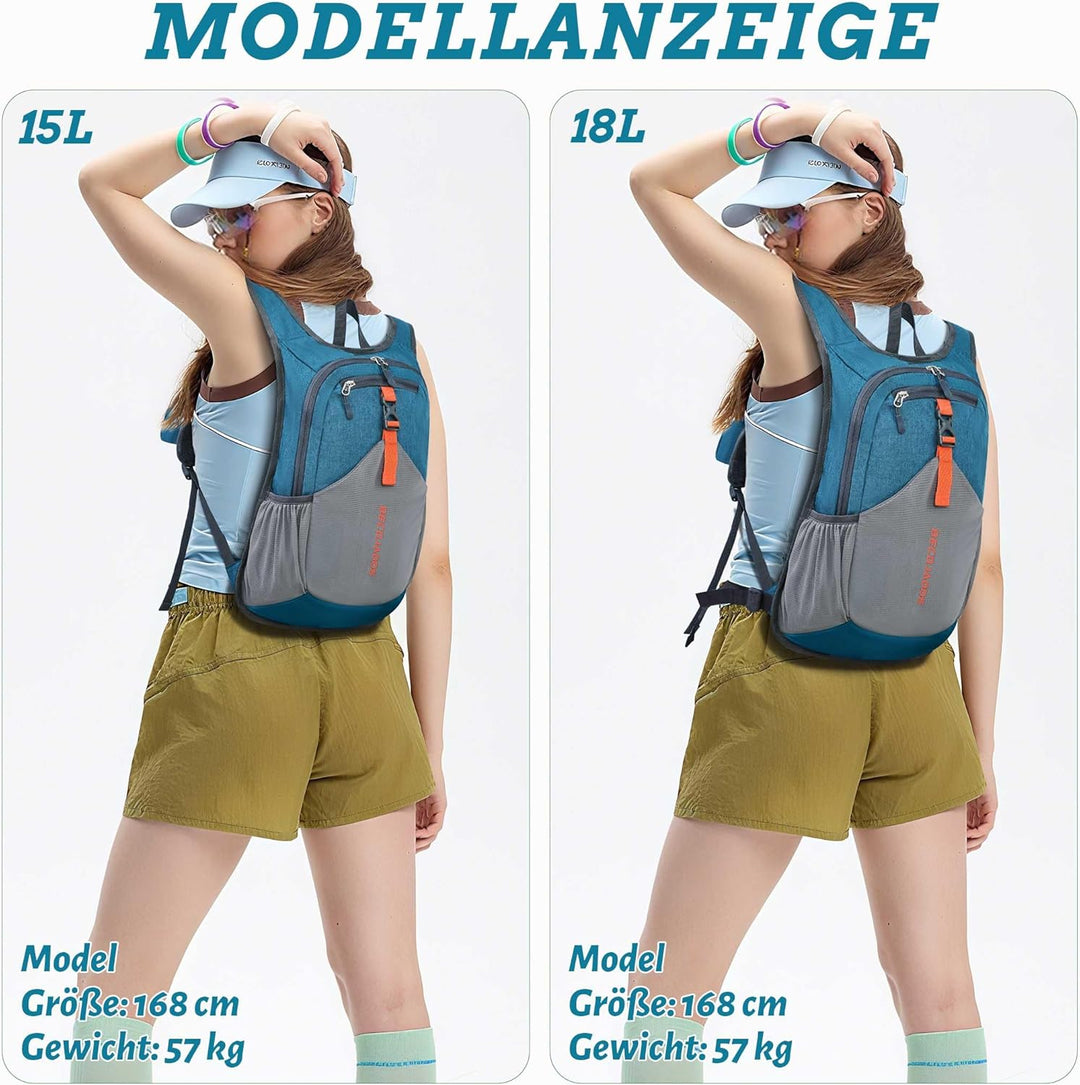 18L Wanderrucksack Herren Kleiner Rucksack Damen Leichter Daypack Tagesrucksack Faltbarer Trekkingru