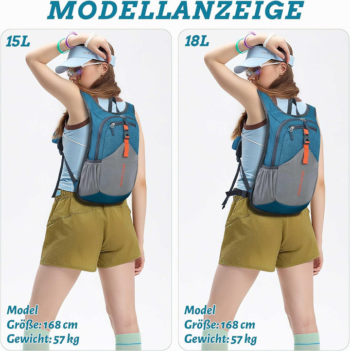 18L Wanderrucksack Herren Kleiner Rucksack Damen Leichter Daypack Tagesrucksack Faltbarer Trekkingru