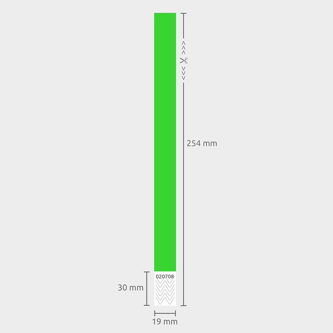 linie zwo ®, 1000 Stück Einlassbänder/Securebänder Tyvek ® 19 x 254 mm, Neongrün, Neongrün