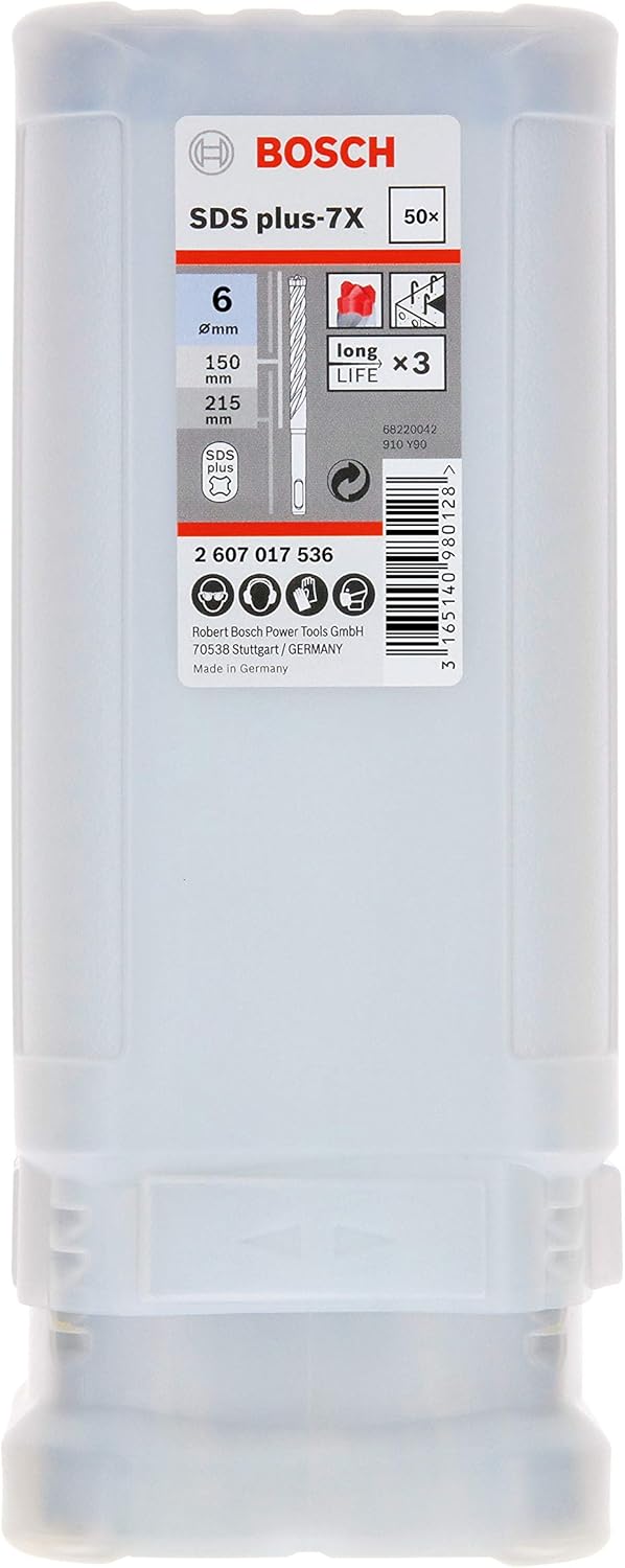 Bosch Professional 50 Stück Hammerbohrer SDS plus-7X (für Beton und Mauerwerk, 6 x 100 x 165 mm, Zub