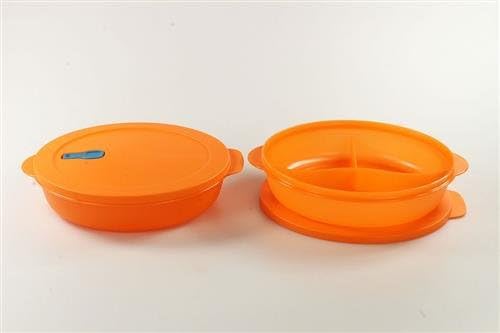 TUPPERWARE Mikrowelle CrystalWave 1,9 L mit Abtrennung orange Micro Wave (2)