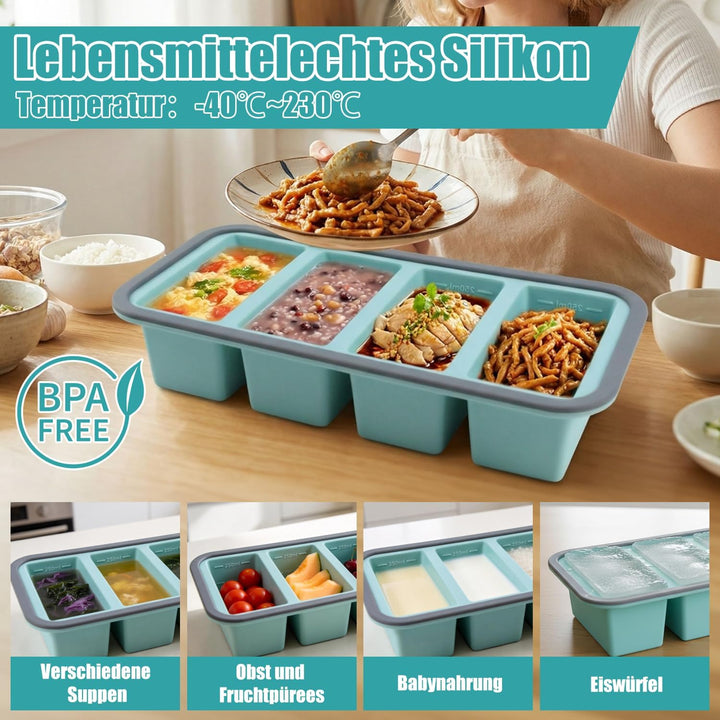 3 Stück Souper Cubes Set Silikon Gefrierform, 250ml & 500ml Fassungsvermögen Extra Grosse Einfrieren