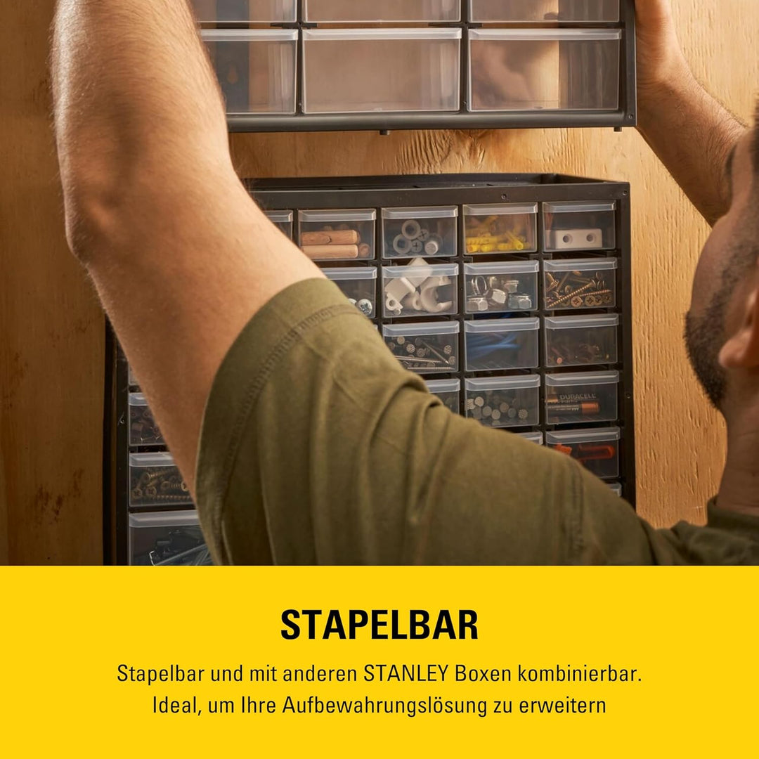 Stanley Kleinteilemagazin / Sortimentskasten (36.5x15.5x22.5cm, mit 30 Schubladen, bruchfester Kunst