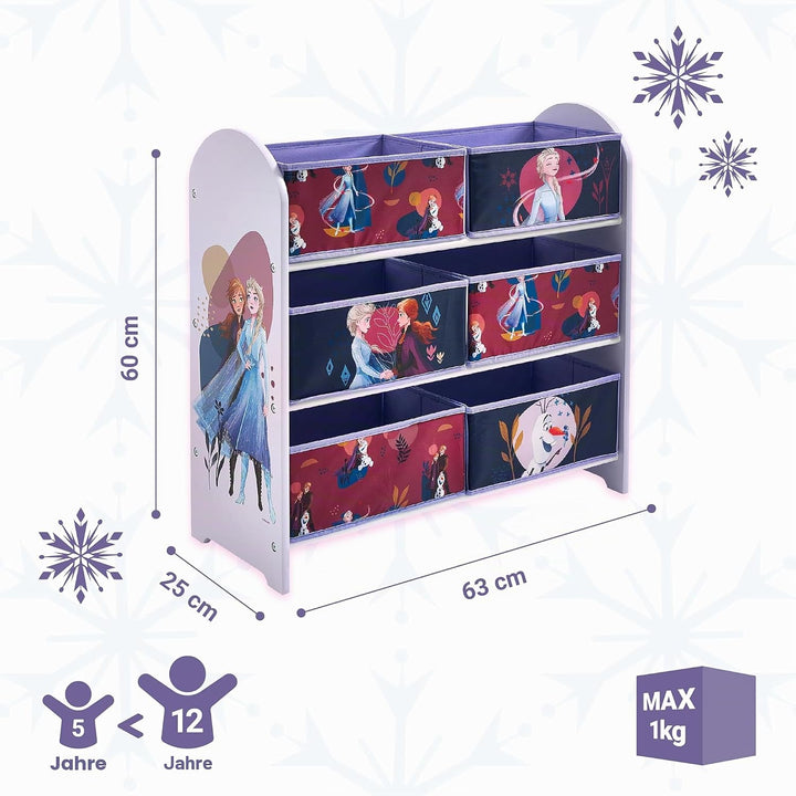 Disney Die Eiskönigin Spielzeug-Aufbewahrungseinheit, 6 Boxen für Schlafzimmer, aus Holzwerkstoff/St