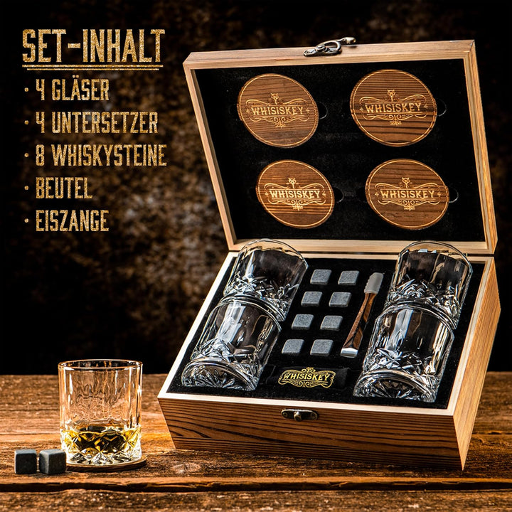 Whisiskey - Whisky Gläser Set - Whiskey Zubehör Set - Whisky Steine - Whiskygläser - Geschenke für M