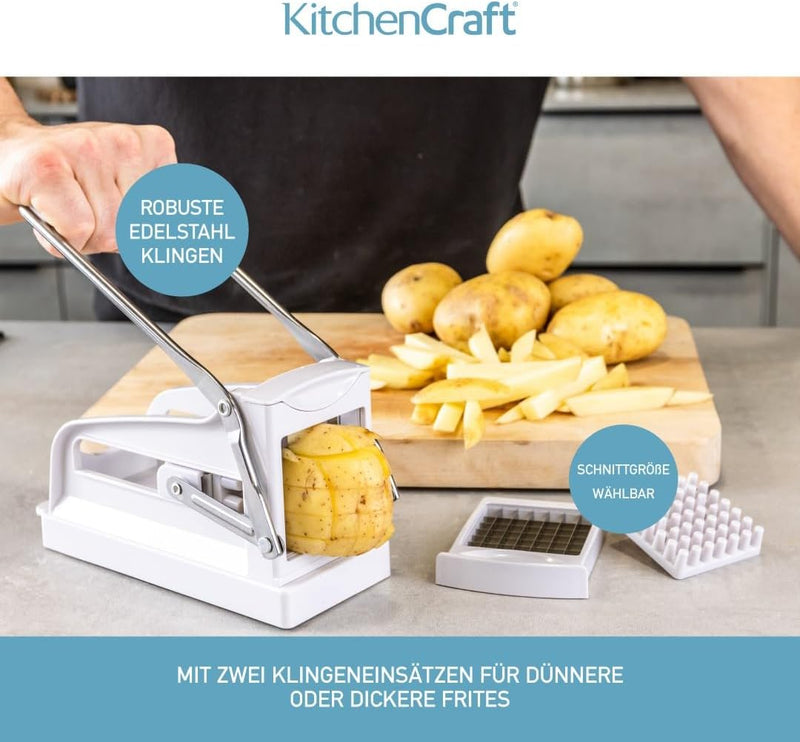 Kitchen Craft Pommes-Frites-Schneider mit austauschbaren Klingen, 28 x 18 x 18 cm 28 x 18 x 18 cm We