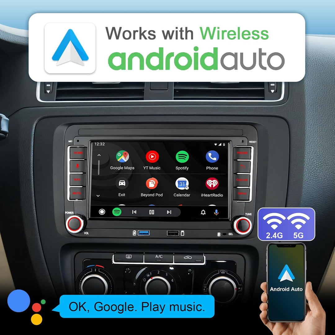 8 Core Autoradio mit Navi Bildschirm für VW T5 Golf 5 6 Polo Sharan Seat Passat Tiguan,7 Zoll Golf R