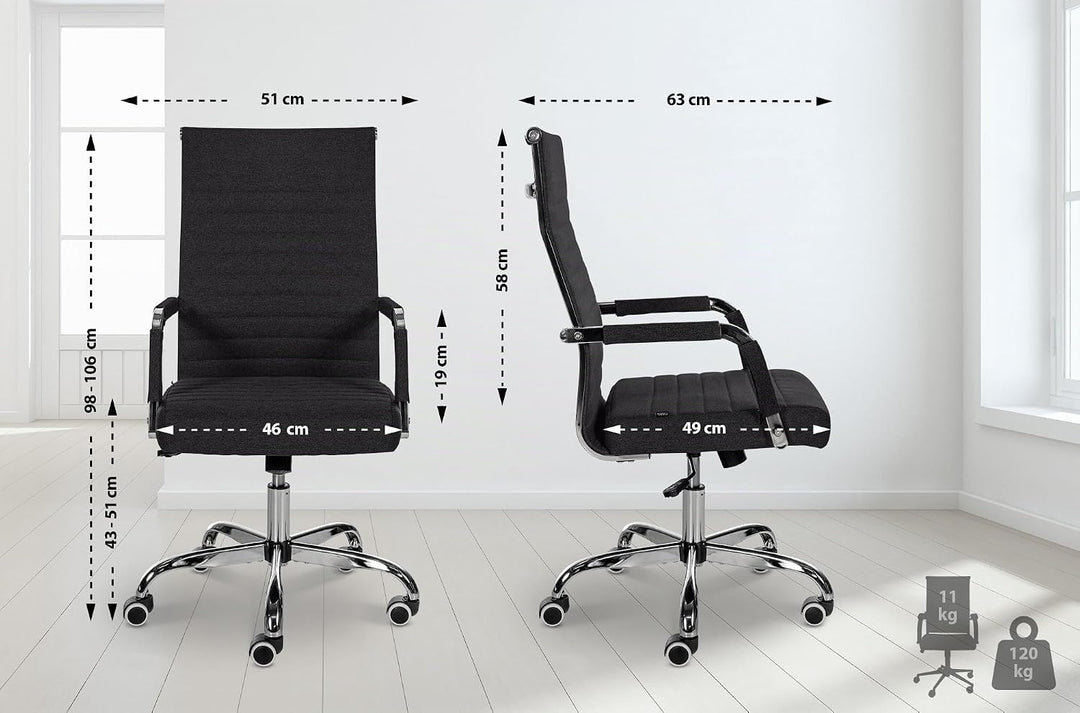 CLP Ergonomischer Bürostuhl Amadora I Höhenverstellbar, 360 Grad Drehstuhl I Kunstleder Oder Stoff B