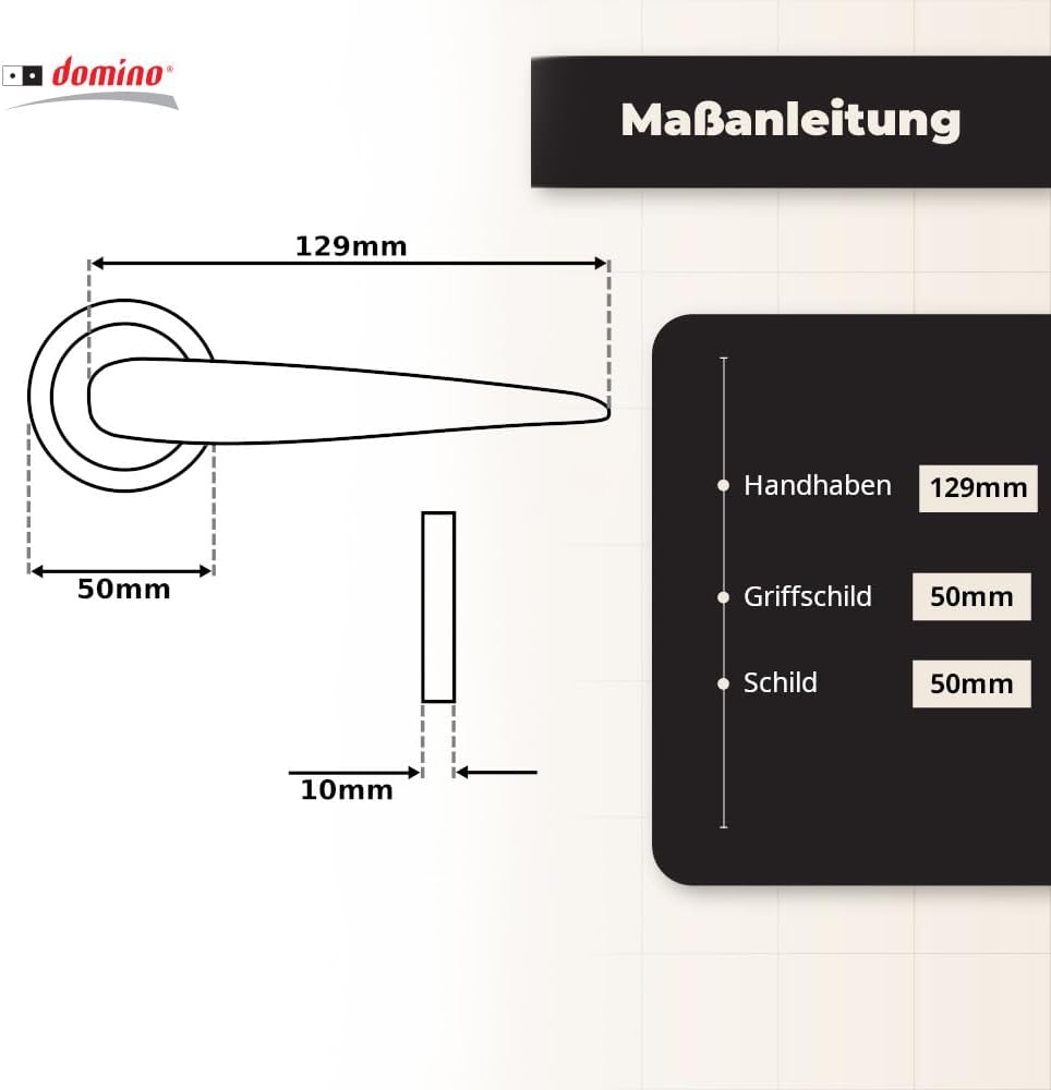 domino Türgriff Drückergarnitur | Türklinke für Zimmertür, Bürotür, Kellertür & Innentür | Türbeschl