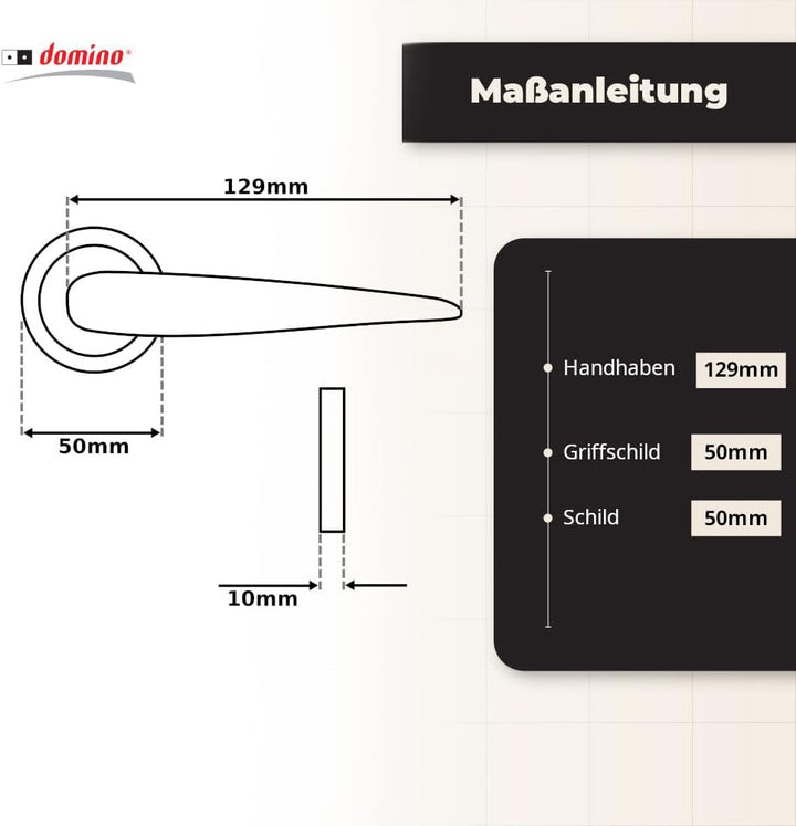 domino Türgriff Drückergarnitur | Türklinke für Zimmertür, Bürotür, Kellertür & Innentür | Türbeschl