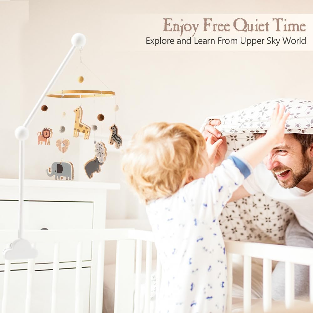 Promise Babe Baby Mobile Halterung Holz Weiss Wolken Design für Babybett,Kinderzimmer Wickeltisch La