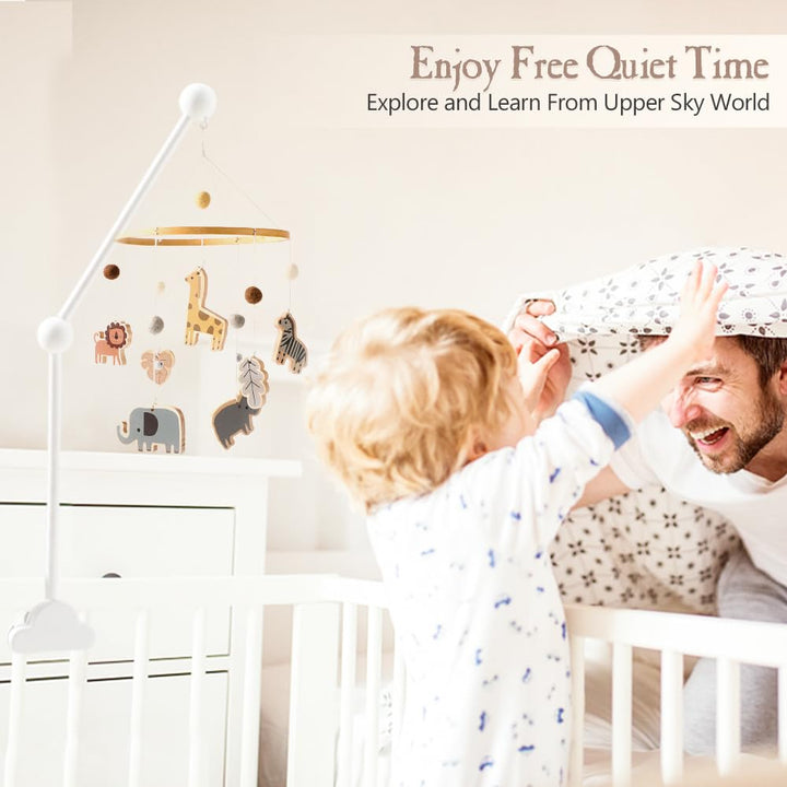 Promise Babe Baby Mobile Halterung Holz Weiss Wolken Design für Babybett,Kinderzimmer Wickeltisch La