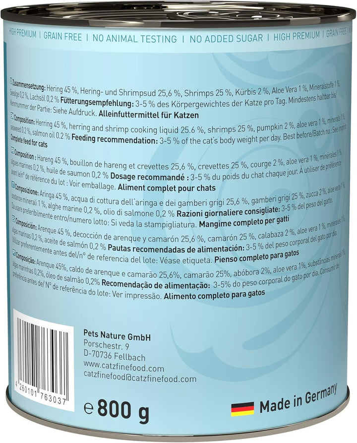 catz finefood N° 13 Hering &amp; Shrimps Feinkost Katzenfutter nass, verfeinert mit Kürbis &amp; Aloe Vera,