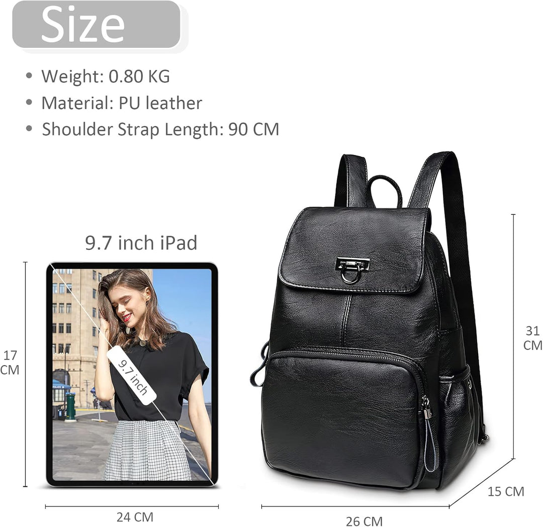 DIRRONA Rucksack Damen Elegant Rucksack im Klappdesign Casual Damen Schultertaschen PU Leder Wasserd
