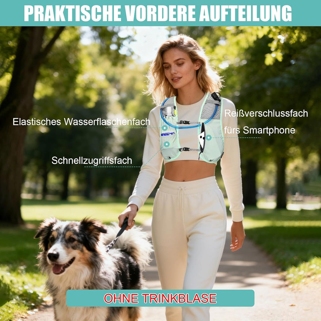 Laufweste Damen &amp; Herren mit 500ml Trinkflasche, Reflektierende Running Vest für Bessere Sichtbarkei