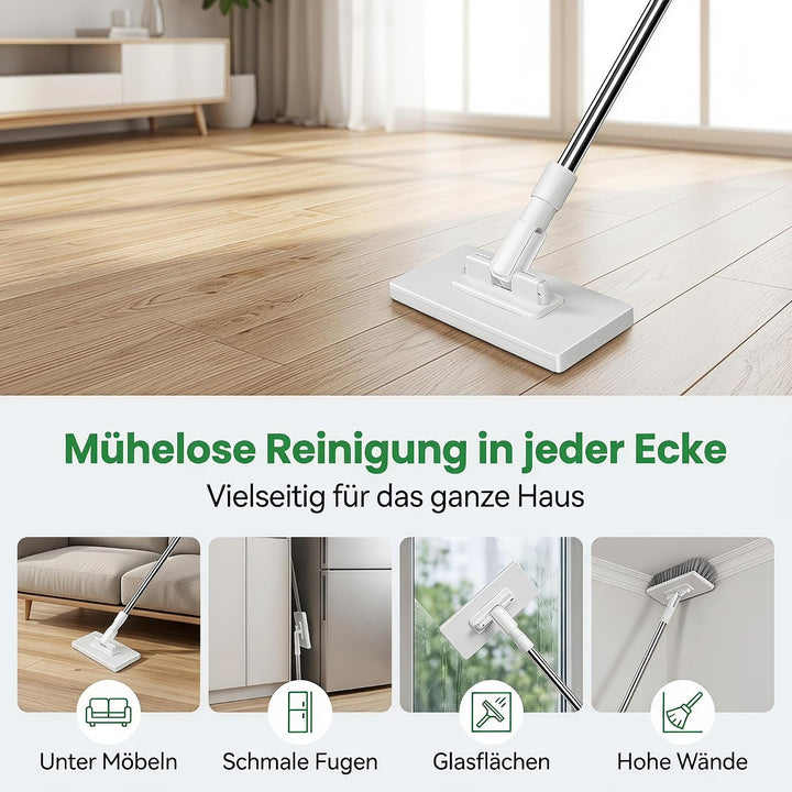 Wischmopp mit Druck Klemm System, Waschmopp Mit 10 Wiederverwendbaren Mikrofasertüchern Ohne Waschen
