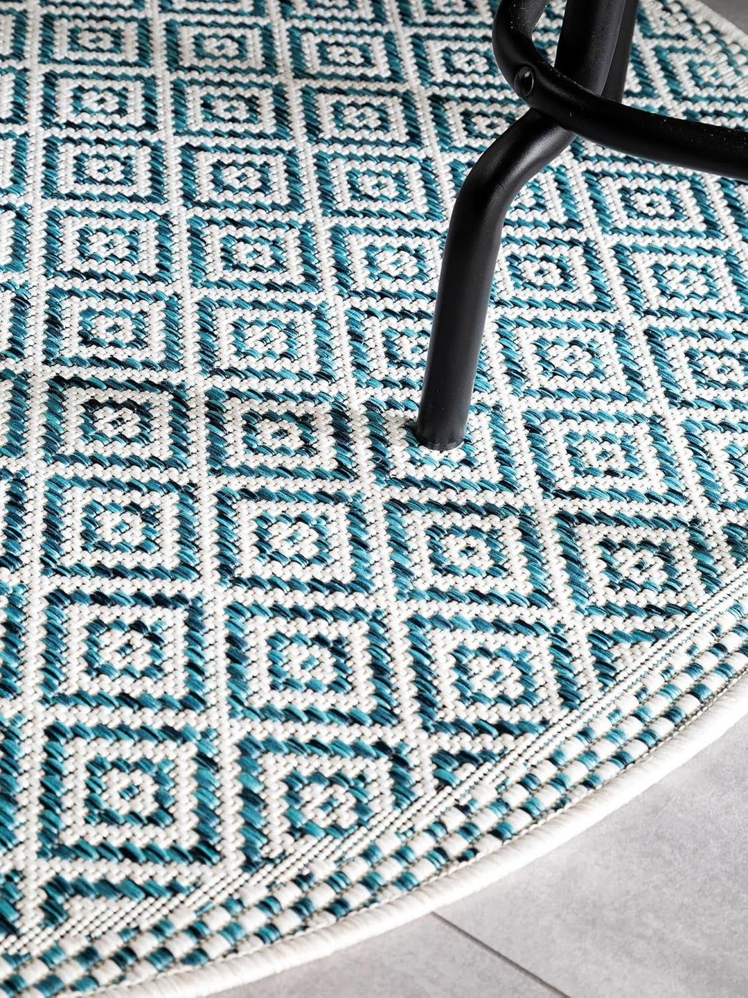 Benuta In- & Outdoor-Teppich rund Cleo Blau ø 120 cm rund, 4053894843662 ø 120 cm rund Blau, ø 120 c