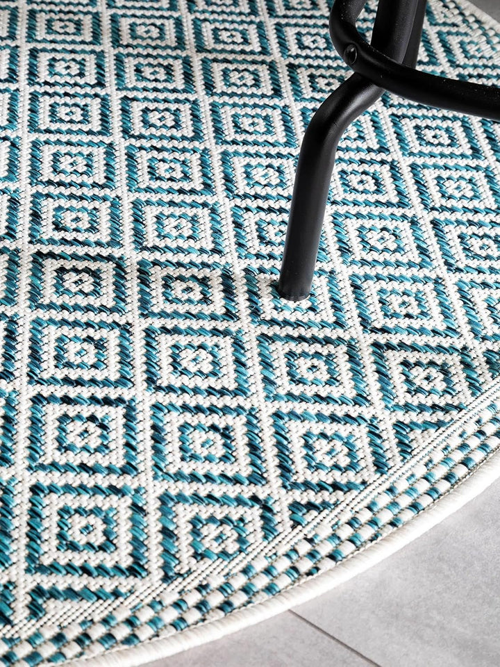 Benuta In- & Outdoor-Teppich rund Cleo Blau ø 120 cm rund, 4053894843662 ø 120 cm rund Blau, ø 120 c