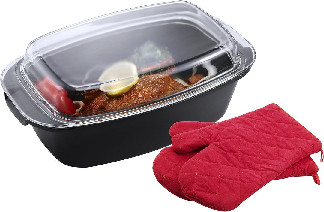 Kopf Bräter Pic (Aluguss, 5,2 Liter, inkl. Glasdeckel / Auflaufform, Induktion) schwarz induktionsge