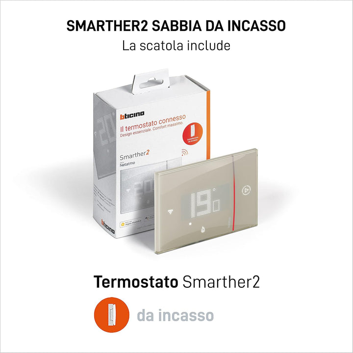 BTicino SXM8002 – Smarther2 WLAN-Thermostat mit Netatmo, Unterputz-Thermostat, programmierbar, EIN/A