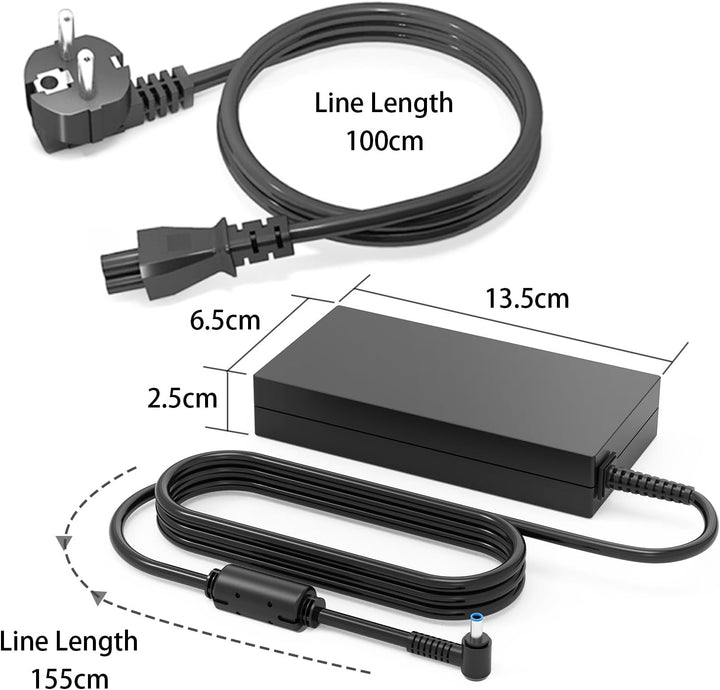 QYD 120W 19.5V 6.15A Ladegerät-Notebook-Netzteil für HP Omen 17-W101ng 17-W104ng TouchSmart 15-J078c