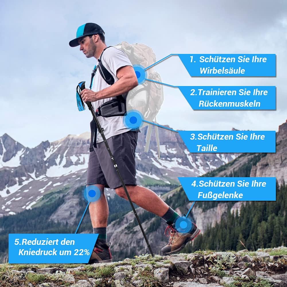 Glymnis Wanderstöcke Trekkingstöcke Walking Stöcke 7075 Aluminium Wanderstock verstellbar 110-130cm