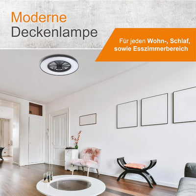 Proventa Deckenventilator mit Beleuchtung 60W - Ø 60cm, dimmbare LED Deckenleuchte mit Ventilator, w