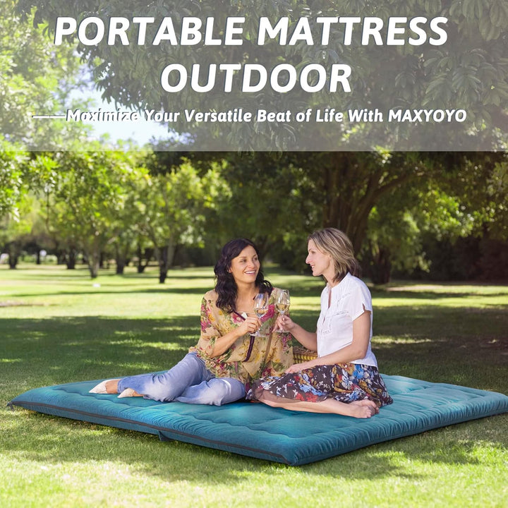 MAXYOYO Tragbare, Faltbare Futon-Matratze, hypoallergener Stoff und Schaumstoff-Matratzenauflage mit