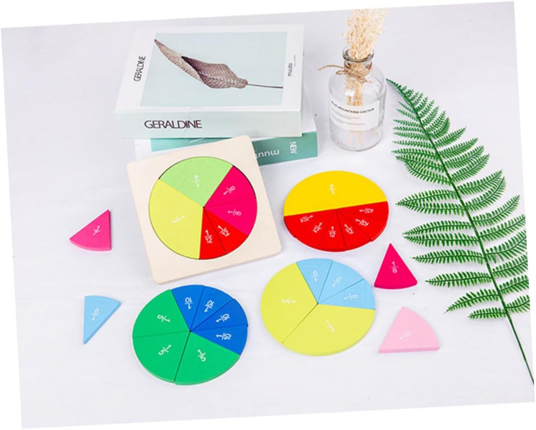UPKOCH Buntes Lernset Holz Bruchkreis Puzzle Mathe Lehrmittel Bruchrechnung Visuelle Lernhilfe