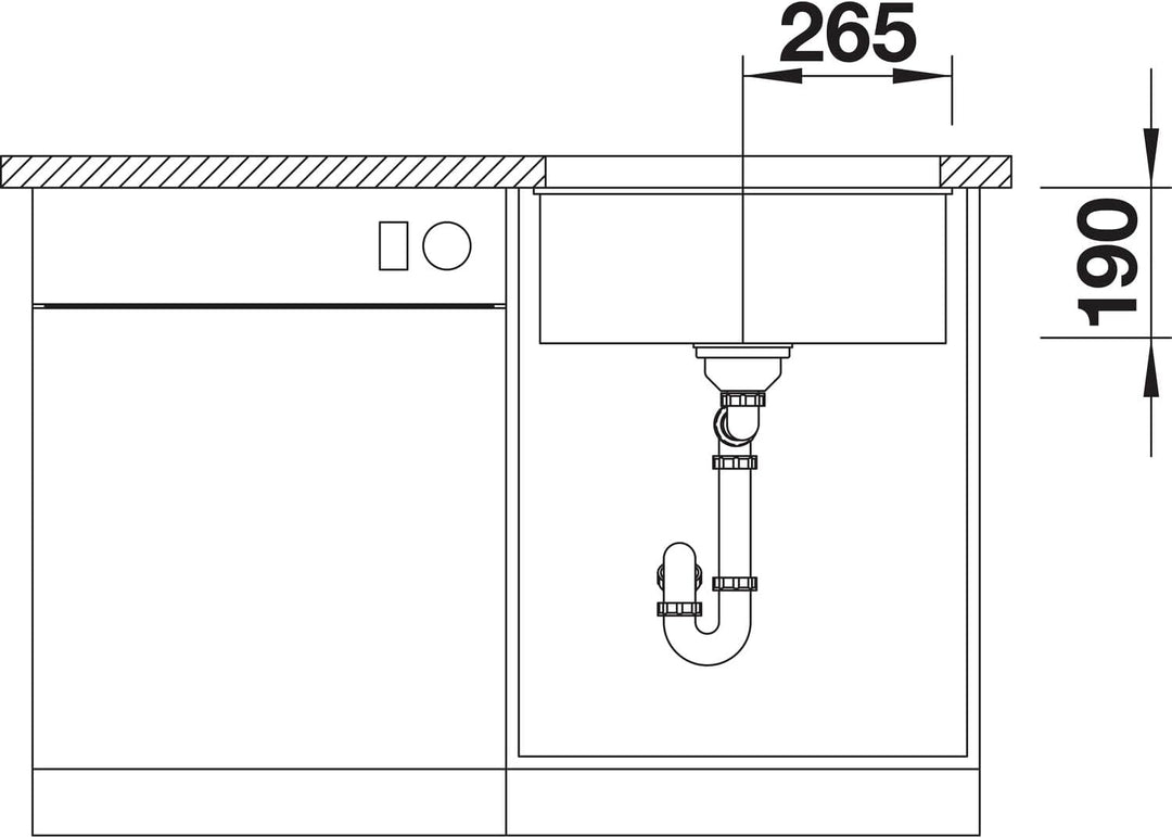 BLANCO SUBLINE 500-U | SILGRANIT schwarz | Einbauart: Unterbau | ohne Ablauffernbedienung | 60er Unt