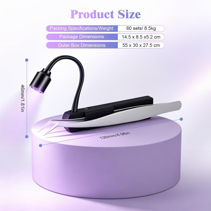 Mini UV Wimpern Lampe, 1 W Hand-UV-Lampe mit Pinzette, UV Lampe mit Touch-Sensor &amp; Biegbarem Schwane