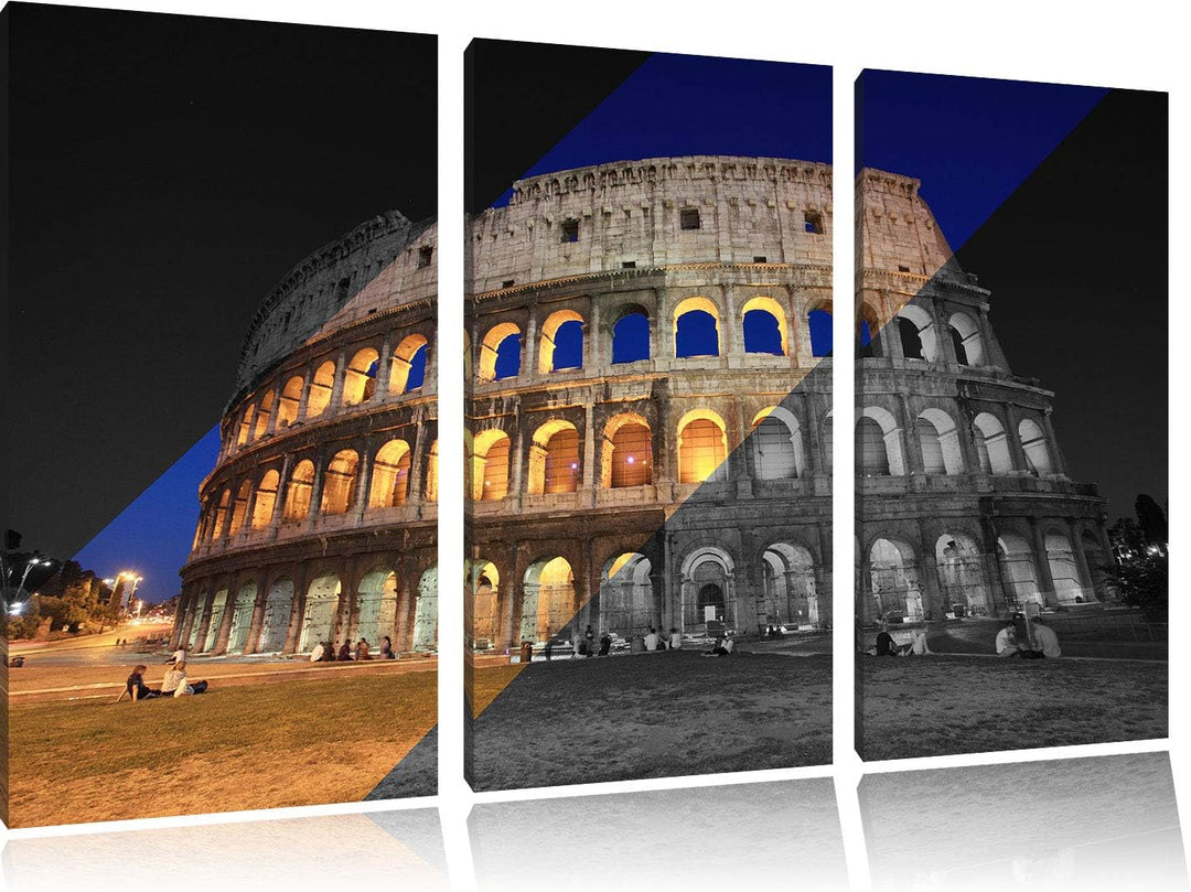 Pixxprint Colosseum in Rom Italien als Leinwandbild | Grösse: 3 Teilig (120x80) | Wandbild| Kunstdru