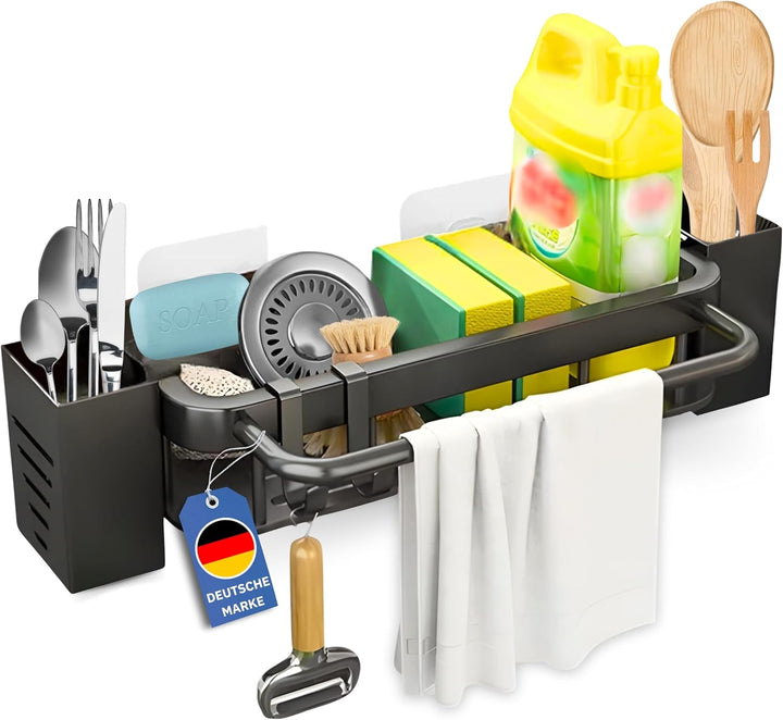Küchen Spülbecken Organizer Schwarz Spülmittelspender Schwammhalter Küchenutensilienhalter Badezimme