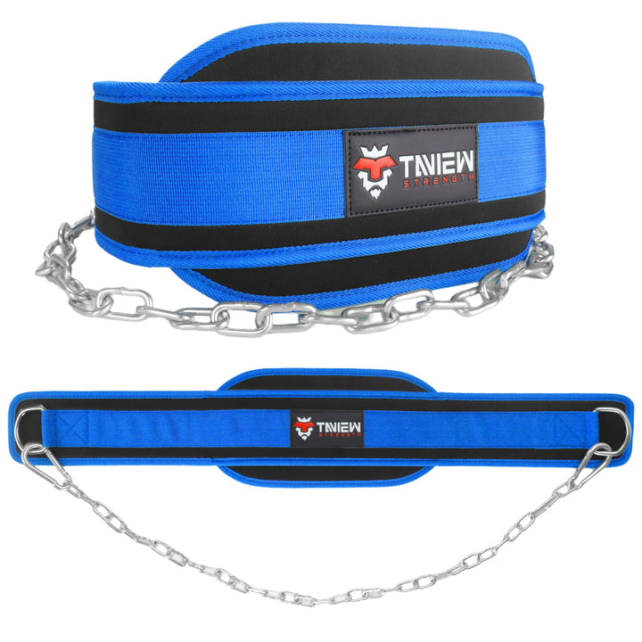 TAVIEW Dip Gürtel mit Kette Gewichteter Gürtel für Pullups mit Heavy Duty Dip Gürtel mit Kette Blau,