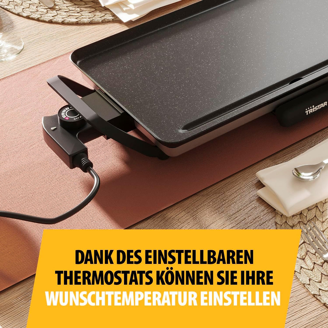 Tristar Tischgrill Slim M – Grosszügige Backfläche von 46 x 26 cm – Antihaftbeschichtung – Abnehmbar