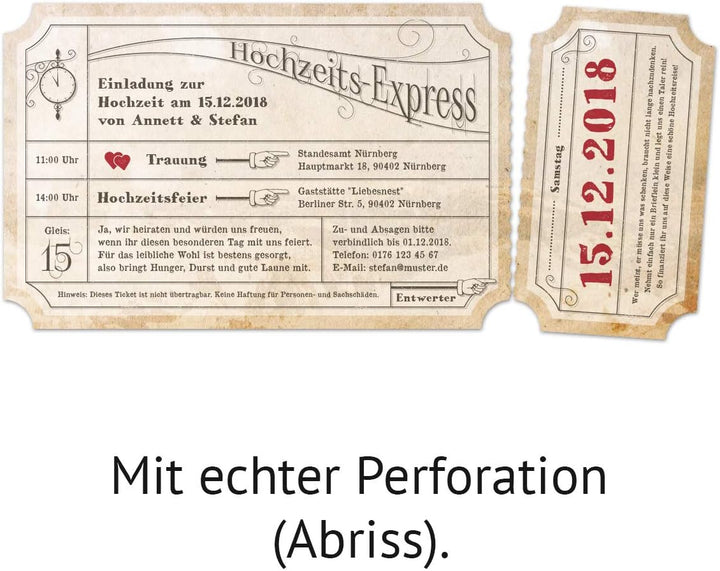 Kartenmachen.de 10 x Lasergeschnittene Vintage Hochzeitseinladungen individuell mit Ihrem Inhalt und