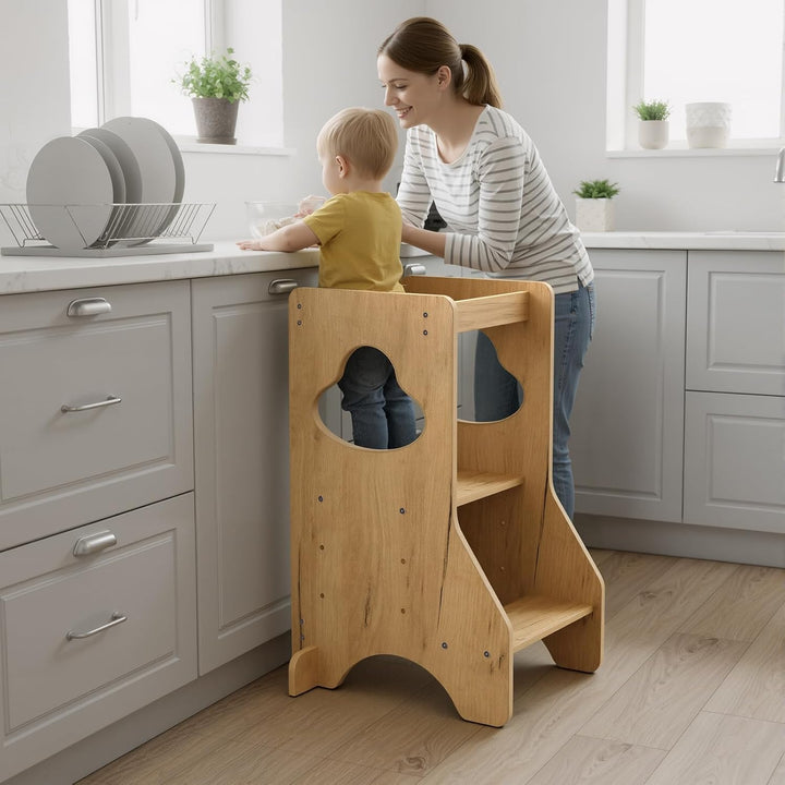 COSYLAND Lernturm ab 1 Jahr - Learning Tower - Höhenverstellbar Montessori Lernturm mit Kippschutz,
