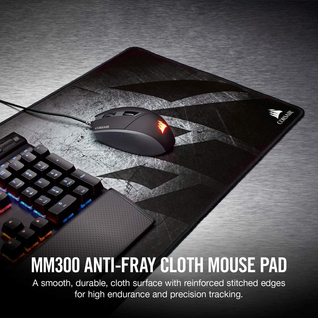 Corsair MM300 Nicht Fransender Stoffoberfläche Grösse XL Gaming-Mauspad (Rundum Verstärkte Kanten, S