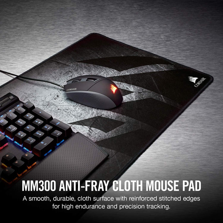 Corsair MM300 Nicht Fransender Stoffoberfläche Grösse XL Gaming-Mauspad (Rundum Verstärkte Kanten, S